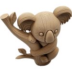 Carved Koala on Tree Statue with Branch & Leaves