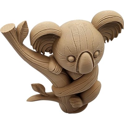 Carved Koala on Tree Statue with Branch & Leaves – Cute Animal Figurine – DIY Paintable Decorative Sculpture – 3D Printed in Canada — 3D Printed Collectible by 3DCentral