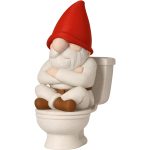 Gnome Toilet Figurine – Funny Judgmental Gnome Statue for Bathroom Shelf, Office Desk or Garden Décor – Crossed Arms Pose Gag Gift