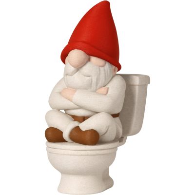 Gnome Toilet Figurine – Funny Judgmental Gnome Statue for Bathroom Shelf, Office Desk or Garden Décor – Crossed Arms Pose Gag Gift – 3D Printed in Canada — 3D Printed Collectible by 3DCentral