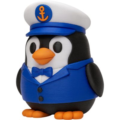Penguin Captain Figurine in Nautical Uniform – Sailor Penguin Desk or Shelf Decor for Ocean Lovers & Collectors – 3D Printed in Canada — 3D Printed Collectible by 3DCentral