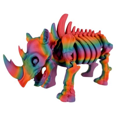 Skeleton Rhino Figurine – Articulated Desk Fidget for Teens & Adults – Paleo-Inspired Collectible & Stress Relief – 3D Printed in Canada — 3D Printed Collectible by 3DCentral