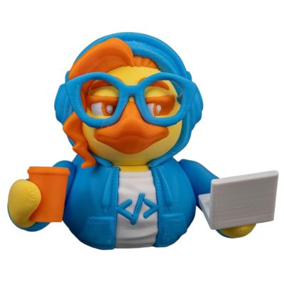 CodeQuacker Female Duck Figurine – Programmer-Themed Car Dashboard & Desk Decor – Geeky Coding Collectible – 3D Printed in Canada — 3D Printed Collectible by 3DCentral