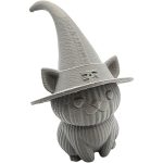 Corduroy Witch Cat Figurine – Cute Halloween Cat with Pointed Hat