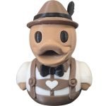German Oktoberfest Duck Figurine – Bavarian Lederhosen Duck Collectible | Cute Alpine Rubber Duck-Inspired Decor for Desk, Shelf or Gift
