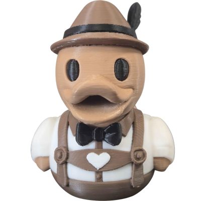 German Oktoberfest Duck Figurine – Bavarian Lederhosen Duck Collectible | Cute Alpine Rubber Duck-Inspired Decor for Desk, Shelf or Gift – 3D Printed in Canada — 3D Printed Collectible by 3DCentral