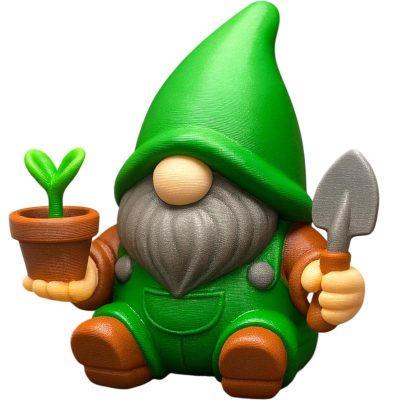 Whimsical Gardener Gnome Figurine with Shovel & Plant Pot – Garden Decor Shelf Statue – Cute Collectible Gift for Gnome Lovers – 3D Printed in Canada — 3D Printed Collectible by 3DCentral