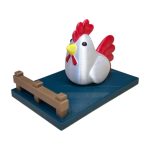Chicken Phone Stand Figurine – Cute 3D Printed Desk Accessory for Smartphones, Collectible Rooster Decoration, Farm Animal Tech Gift