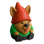 German Shepherd Gnome Figurine with Red Hat & Green Hoodie – Cute Dog Garden Shelf Decor for Desk or Office – Collectible-Style Collectible for Teens & Adults