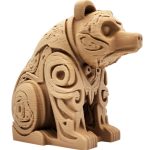 Wood-Carved Bear Figurine – Tribal-Inspired Woodland Sculpture for Nature & Wildlife Decor