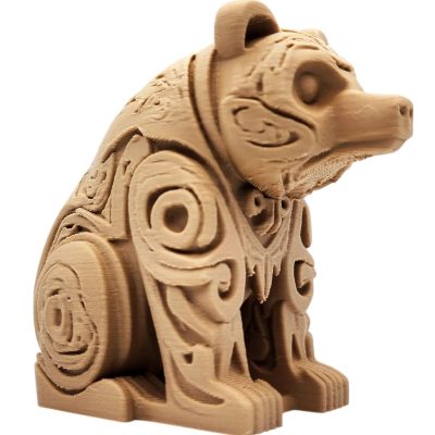 Wood-Carved Bear Figurine – Tribal-Inspired Woodland Sculpture for Nature & Wildlife Decor – 3D Printed in Canada — 3D Printed Collectible by 3DCentral