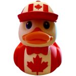 Canada Duck Figurine – Patriotic Maple Leaf Duck Collectible for Canada Day or Office Decor – Cute Red & White Desk Ornament