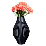 Modern Spiral Ribbed Vase for Home Decor – Sleek Black Geometric Flower Holder