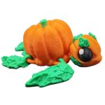 Pumpkinurtle Articulated Turtle Figurine – Fall Pumpkin Turtle with Leafy Limbs