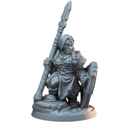 Fierce Dwarf Polemaiden with Shield Fantasy Miniature for RPG, Wargames & Collectible Display – 3D Printed in Canada — 3D Printed Collectible by 3DCentral
