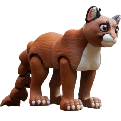 Articulated Mountain Lion Figurine – Flexible Wild Cat Collectible with Poseable Joints – Fun Desk Decoration or Display Model – 3D Printed in Canada — 3D Printed Collectible by 3DCentral