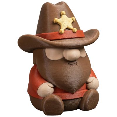 Western Sheriff Gnome Figurine – Cowboy Hat, Star Badge, and Beard – Cute Desk or Shelf Decoration for Western Lovers and Collectors – 3D Printed in Canada — 3D Printed Collectible by 3DCentral