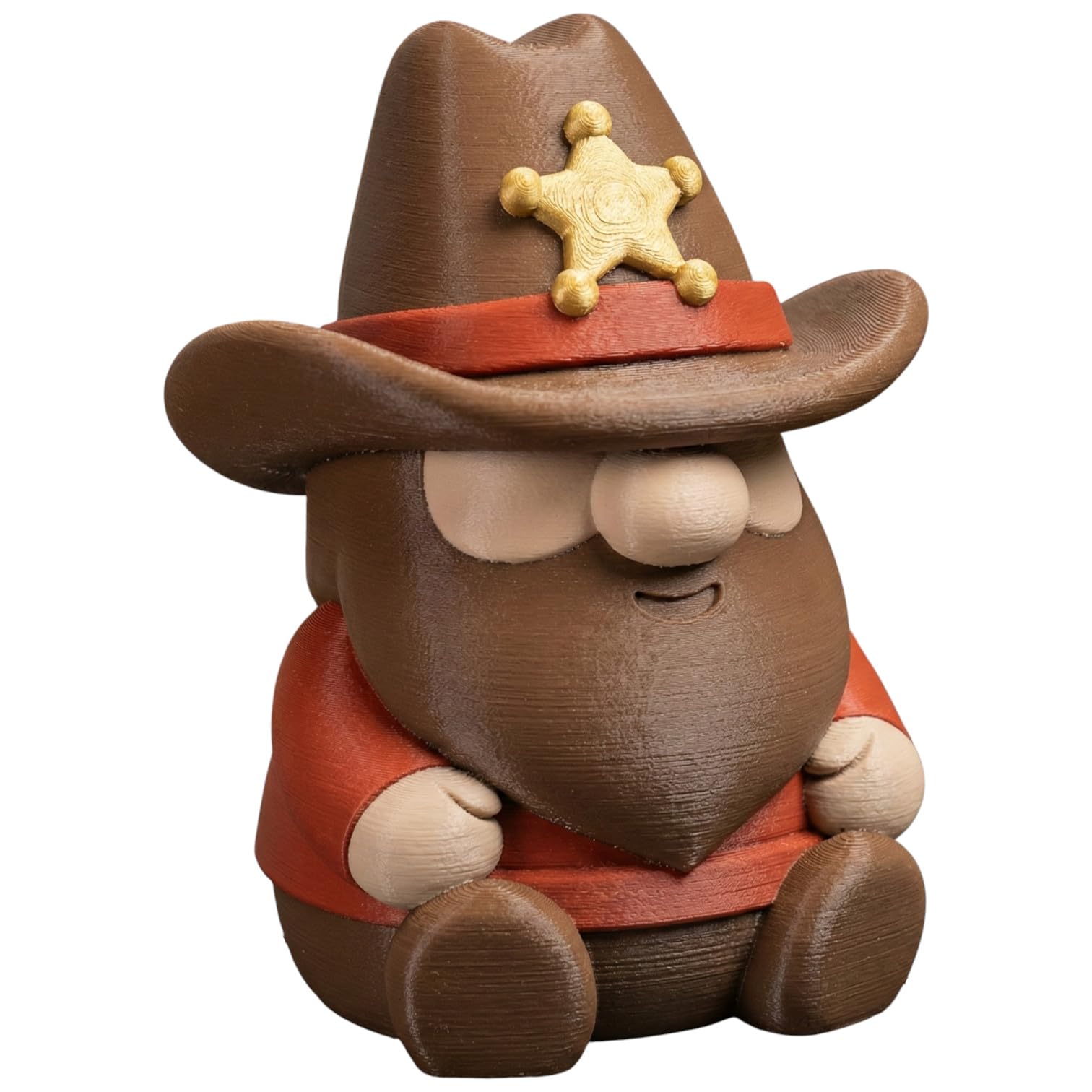 Western Sheriff Gnome Figurine – Cowboy Hat, Star Badge, and Beard – Cute Desk or Shelf Decoration for Western Lovers and Collectors – 3D Printed in Canada — 3D Printed Collectible by 3DCentral