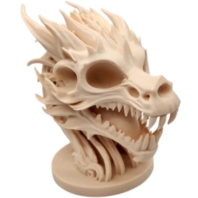 Skeletal Dragon Bust Sculpture 2 – Hollow-Eyed Skull Dragon with Spinal Base & Gothic Bone Detailing – Horror Fantasy Display – 3D Printed in Canada — 3D Printed Collectible by 3DCentral
