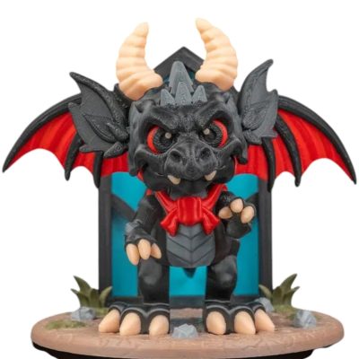 Dracoween Collection: Night Fang – Vampire Dragon Figurine with Gothic Crypt Base – Spooky Halloween Collectible Statue – 3D Printed in Canada — 3D Printed Collectible by 3DCentral
