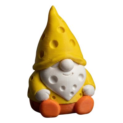 Cheese Gnome Figurine – Funny Swiss Cheese Hat Decoration for Desk, Shelf or Kitchen Décor – Unique Collectible Gift for Gnome Lovers & Foodies – 3D Printed in Canada — 3D Printed Collectible by 3DCentral