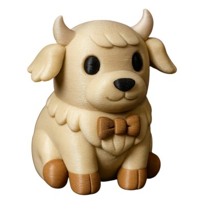 Golden Retriever Cow Figurine – Cute Hybrid Animal Collectible for Desk or Shelf Display – 3D Printed in Canada — 3D Printed Collectible by 3DCentral