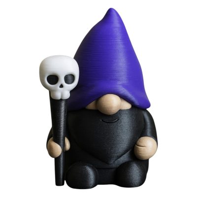 Necromancer Gnome Figurine with Skull Staff – Gothic Wizard Gnome Collectible for Desk, Shelf or Gift Display – 3D Printed in Canada — 3D Printed Collectible by 3DCentral