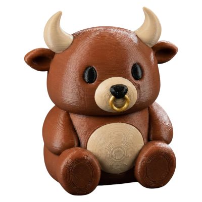 Bull Teddy Bear Cub Figurine – Cute Animal Decor for Desk, Shelf, or Collector Display – 3D Printed in Canada — 3D Printed Collectible by 3DCentral