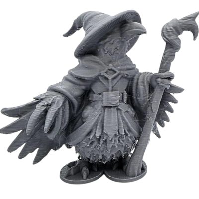 Crow Conjuror Figurine – Fantasy Wizard Crow Statue with Staff – Magical Owl & Raven Inspired Miniature for Display or Painting – 3D Printed in Canada — 3D Printed Collectible by 3DCentral