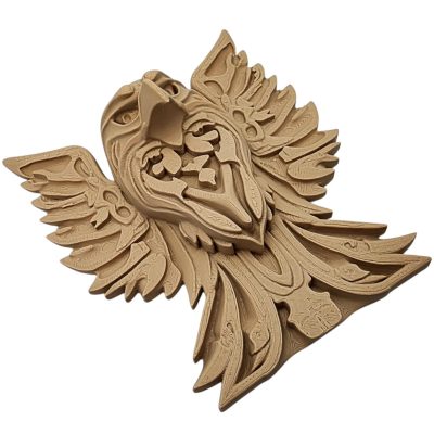 Eagle Wall Art with Intricate Wings – Wood-Style 3D Printed Bald Eagle Head Plaque for Home or Office Décor – 3D Printed in Canada — 3D Printed Collectible by 3DCentral