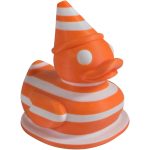 Traffic Cone Duck Figurine – Funny Striped Rubber Duck Collectible for Desk, Shelf or Gag Gift Décor