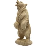 Carved Rearing Grizzly Bear Statue with Flowing Fur Details