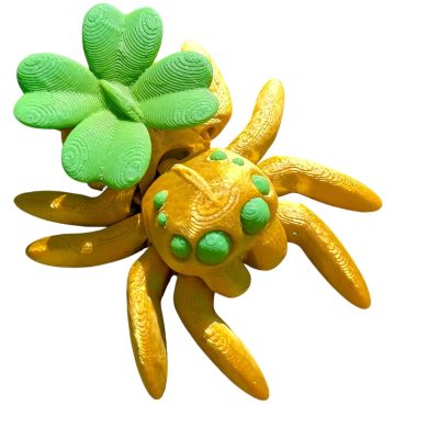 Lucky Clover Spider Figurine 5-Pack – Articulated Green & Gold Spider Fidgets with Shamrock Detail – St. Patrick’s Day Desk Decor for Teens & Adults – 3D Printed in Canada — 3D Printed Collectible by 3DCentral