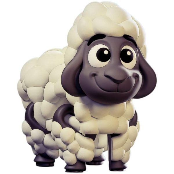 Fluffy Cartoon Sheep Figurine