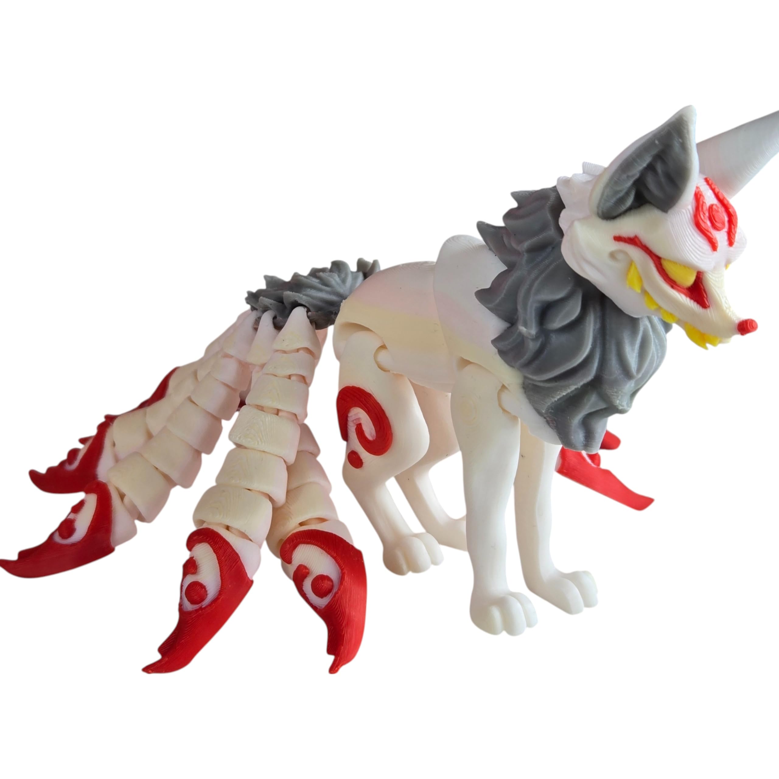 Articulated Twisty Kitsune Fox Figurine – Nine-Tailed Japanese Fox Spirit Statue – Demon Fox Collectible Mythical Desk Ornament & Home Decor – 3D Printed in Canada — 3D Printed Collectible by 3DCentral
