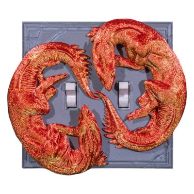 Soulmates Light Switch Cover – Twin Dragon Wall Plate – Fantasy Double Switch Accent – 3D Printed in Canada — 3D Printed Collectible by 3DCentral