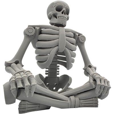 Thick Skeleton Seated Figurine – Funny Halloween Skeleton Decoration, Spooky Skeleton Statue for Shelf or Desk – 3D Printed in Canada — 3D Printed Collectible by 3DCentral