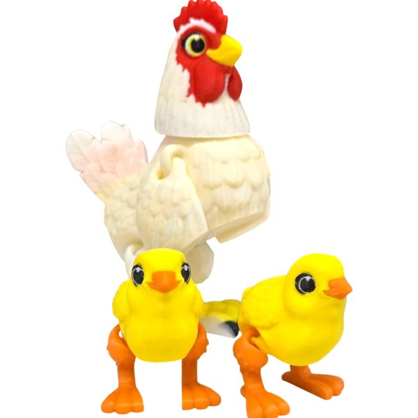 Articulated Hen and Chicks Figurine Set