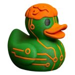 Circuit Brain Duck Figurine – Futuristic Tech Rubber Duck Display Sculpture for Desk, Shelf or Gift Décor
