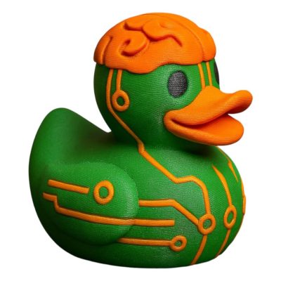Circuit Brain Duck Figurine – Futuristic Tech Rubber Duck Display Sculpture for Desk, Shelf or Gift Décor – 3D Printed in Canada — 3D Printed Collectible by 3DCentral