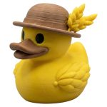 Wheat Duck Figurine with Farmer Hat and Grain Accent – Whimsical Duck Decor for Desk, Shelf or Tiered Tray – Collectible Display Piece