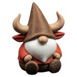 Minotaur Gnome Figurine – Nordic Mythology-Inspired Bull Horn Garden Gnome Statue for Desk, Shelf & Home Decor