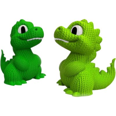 Knitted Dino Cutie Figurine – Adorable Plush-Style Dinosaur Collectible with Yarn Texture – 3D Printed in Canada — 3D Printed Collectible by 3DCentral