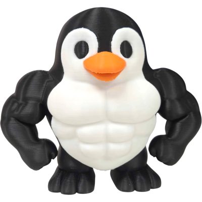 Muscular Penguin Figurine with Bodybuilder Physique – Funny Gym Penguin Sculpture for Powerlifting Desk, Fitness Shelf or Gag Gift – 3D Printed in Canada — 3D Printed Collectible by 3DCentral
