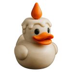 Candlelight Duck Figurine – Cute Birthday Cake Rubber Duck Decor with Flame Topper – Funny Desk Ornament or Gift for Adults