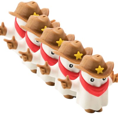 5-Pack Cowboy Ghost Figurines – Cute Halloween Desk Toys or Collectibles for Teens & Adults, Western Ghost Figures with Hat & Bandana – 3D Printed in Canada — 3D Printed Collectible by 3DCentral