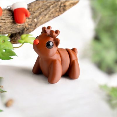 5-Pack Mini Baby Zou Reindeer Figurines – Cute Kawaii Holiday Deer Minis with Wiggly Bodies & Red Noses – Adorable Winter Desk Toys & Shelf Decor – 3D Printed in Canada — 3D Printed Collectible by 3DCentral