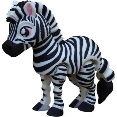Cute Zebra Figurine with Striped Design & Poseable Joints – Articulated Animal Collectible for Wildlife or Safari Displays – 3D Printed in Canada — 3D Printed Collectible by 3DCentral