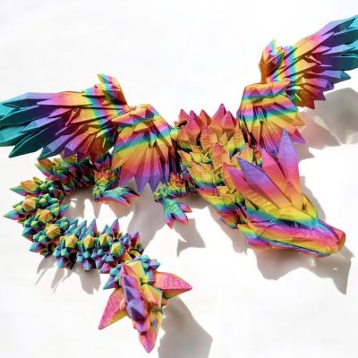 Articulated CrystalWing Dragon Figurine – Fully Poseable Dragon Toy – Desk Fidget & Stress Relief Collectible – Fantasy Dragon Decor Gift for Teens & Adults – 3D Printed in Canada — 3D Printed Collectible by 3DCentral