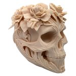 Floral Skull Sculpture with Rose Crown